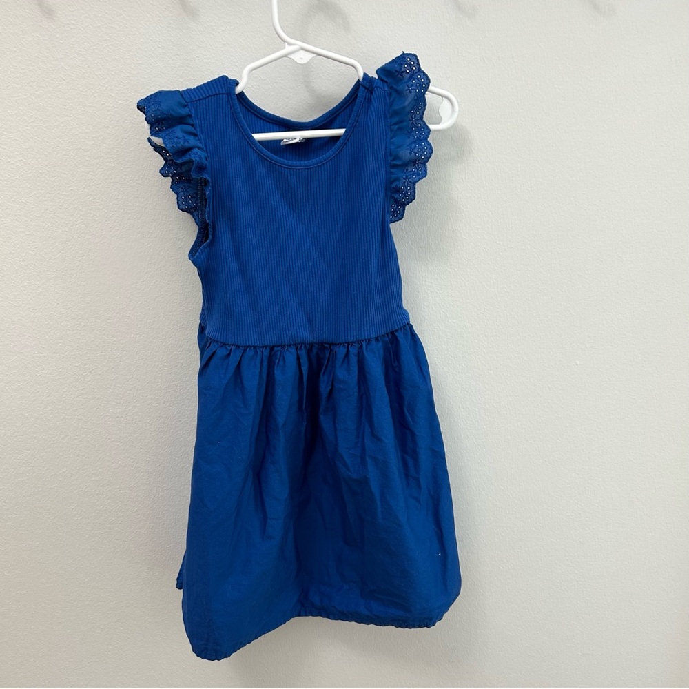 Old Navy Vibrant Blue Kids Dress with Lace Ruffle Sleeves - 4T